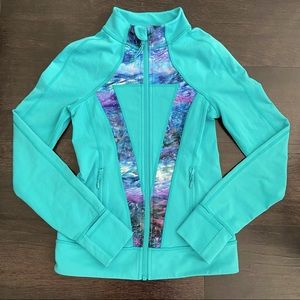 Ivivva Stretch Kids Lululemon Zip Jacket Girls in Turquoise/Aqua - Size 12